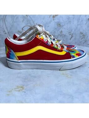 Vans Old Skool OTW Womens Size 6.5 Shoes Red Yellow Suede Tie Dye Casual Sneaker